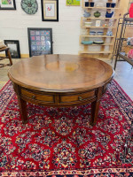 Walnut Round Coffee Table with Drawers