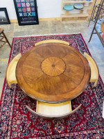 Walnut Round Coffee Table with Drawers