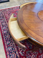 Walnut Round Coffee Table with Drawers