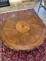Walnut Round Coffee Table with Drawers