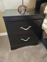 Queen Bed frame, Bedside table, Highboy dresser