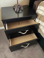 Queen Bed frame, Bedside table, Highboy dresser