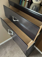 Queen Bed frame, Bedside table, Highboy dresser