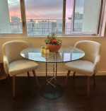 Beautiful Glass Round Dining Table w/ Metal Base 39” Wide x 29.5” Tall