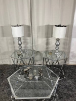 Chrome & Glass Coffee Table Set of 3
