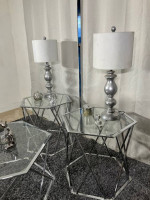 Chrome & Glass Coffee Table Set of 3