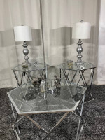 Chrome & Glass Coffee Table Set of 3