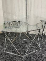Chrome & Glass Coffee Table Set of 3