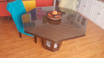 Modern Mid Century Solid Wood Walnut Oak Octagon Pedestal Dining Table