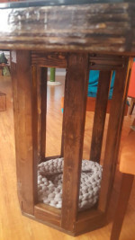 Modern Mid Century Solid Wood Walnut Oak Octagon Pedestal Dining Table