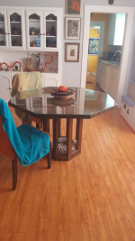 Modern Mid Century Solid Wood Walnut Oak Octagon Pedestal Dining Table