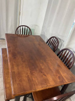 Casual Solid Wood Dining Table 4 Chairs & Bench