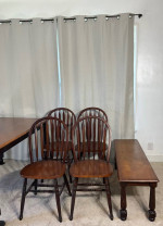 Casual Solid Wood Dining Table 4 Chairs & Bench