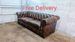 Abbyson Living Top Grain Leather Chesterfield Sofa Couch