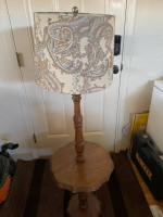 Oak Table with lamp