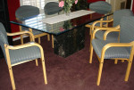 Dining Table Italian Marble with Glass Top + 6 Chairs 72" X 44",