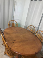 Solid Wood Extendable Table with 6 Windsor Chairs