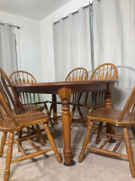 Solid Wood Extendable Table with 6 Windsor Chairs