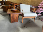 Mid Century Modern walnut side Table Display Pedestal