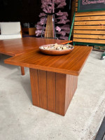 Mid Century Modern walnut side Table Display Pedestal
