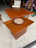 Mid Century Modern walnut side Table Display Pedestal