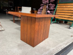 Mid Century Modern walnut side Table Display Pedestal