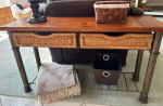 Sofa/Entryway Table w/2 Storage Shelves & 2 Wicker Baskets