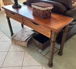 Sofa/Entryway Table w/2 Storage Shelves & 2 Wicker Baskets