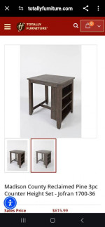 Counter Height Table with Storage Shelves