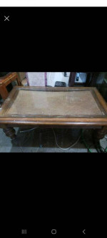 Wicker coffee table with glass cover
