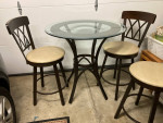Counter height glass table with 3 stools