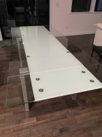 Modern Glass Table with Metal Base