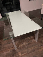 Modern Glass Table with Metal Base