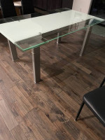 Modern Glass Table with Metal Base