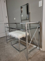 VANITY WITH TABLE, MIRROR AND STOOL BRAND NEW
