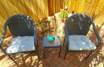 2 Grey Resin Wicker Chairs & Table