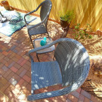 2 Grey Resin Wicker Chairs & Table