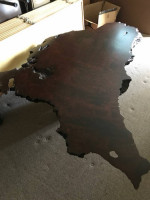 Redwood Beryl Coffee Table with Redwood base. Recently Refinished. Approximate