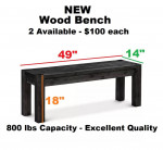NEW Dining Room table kitchen bench benches entry way seating 2 AVAIL