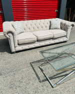 Chesterfield sofa and glass coffee table set