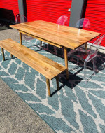 Mid century modern dining table & bench (no chairs incl)