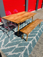 Mid century modern dining table & bench (no chairs incl)