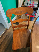 Solid wood dining table with 6 chairs and leaf