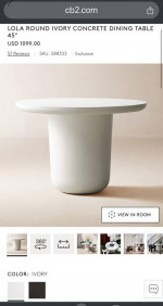 CB2 Ivory Concrete Dining Table