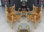 16p Italian Versace insprd gold Dining TabLe Vitrine Living Room Set