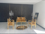 16p Italian Versace insprd gold Dining TabLe Vitrine Living Room Set