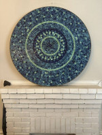 Large Mosaic Coffee Table. Handmade.  42.5” diameter.  Table or mantelpiece.