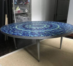 Large Mosaic Coffee Table. Handmade.  42.5” diameter.  Table or mantelpiece.