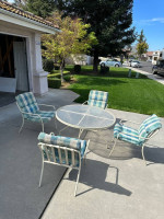 MCM Outdoor Patio Table and Four Chairs With Cushions