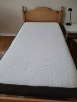 Real wood twin bed frame and side table